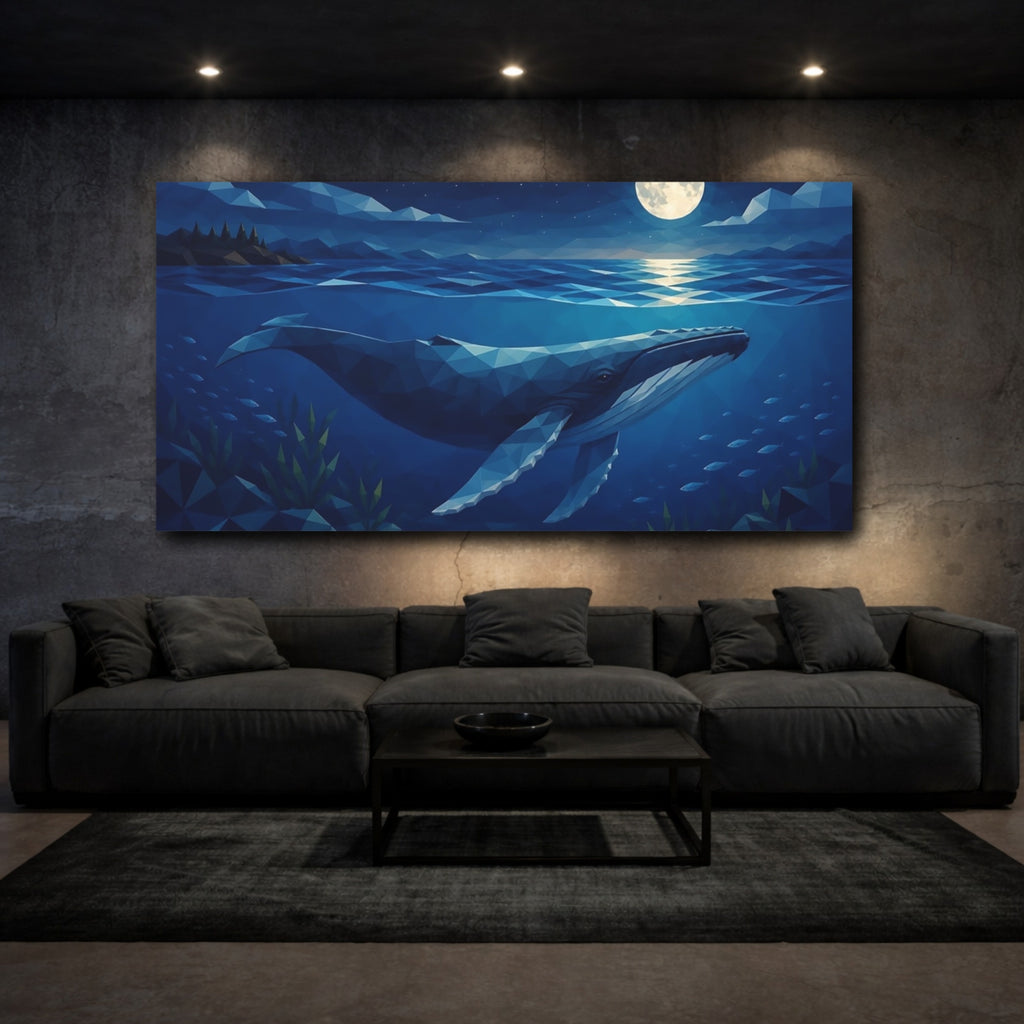 Mockup 3. Animals Whale Blue Whale shown as stretched canvas wall art