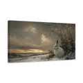 Side Mockup 3. Animals White Rabbit Winter Wildlife shown as stretched canvas wall art