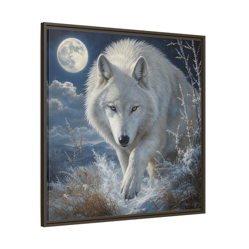 Main Mockup. Animals White Wolf White Wolf Snow shown as stretched canvas wall art