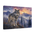 Side Mockup 4. Animals Wolf Wolf Forest Sunset shown as stretched canvas wall art