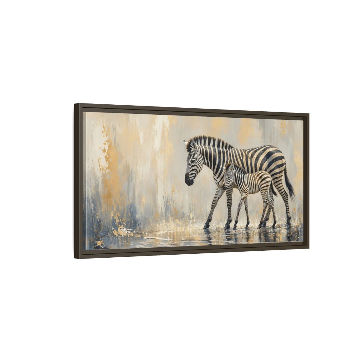 Main Mockup. Animals Zebra Family Zebra Gold shown as stretched canvas wall art
