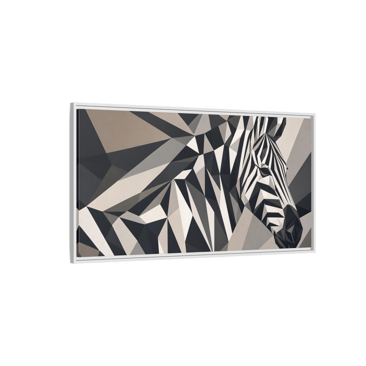 Side Mockup 3. Animals Zebra Monochrome Zebra shown as stretched canvas wall art