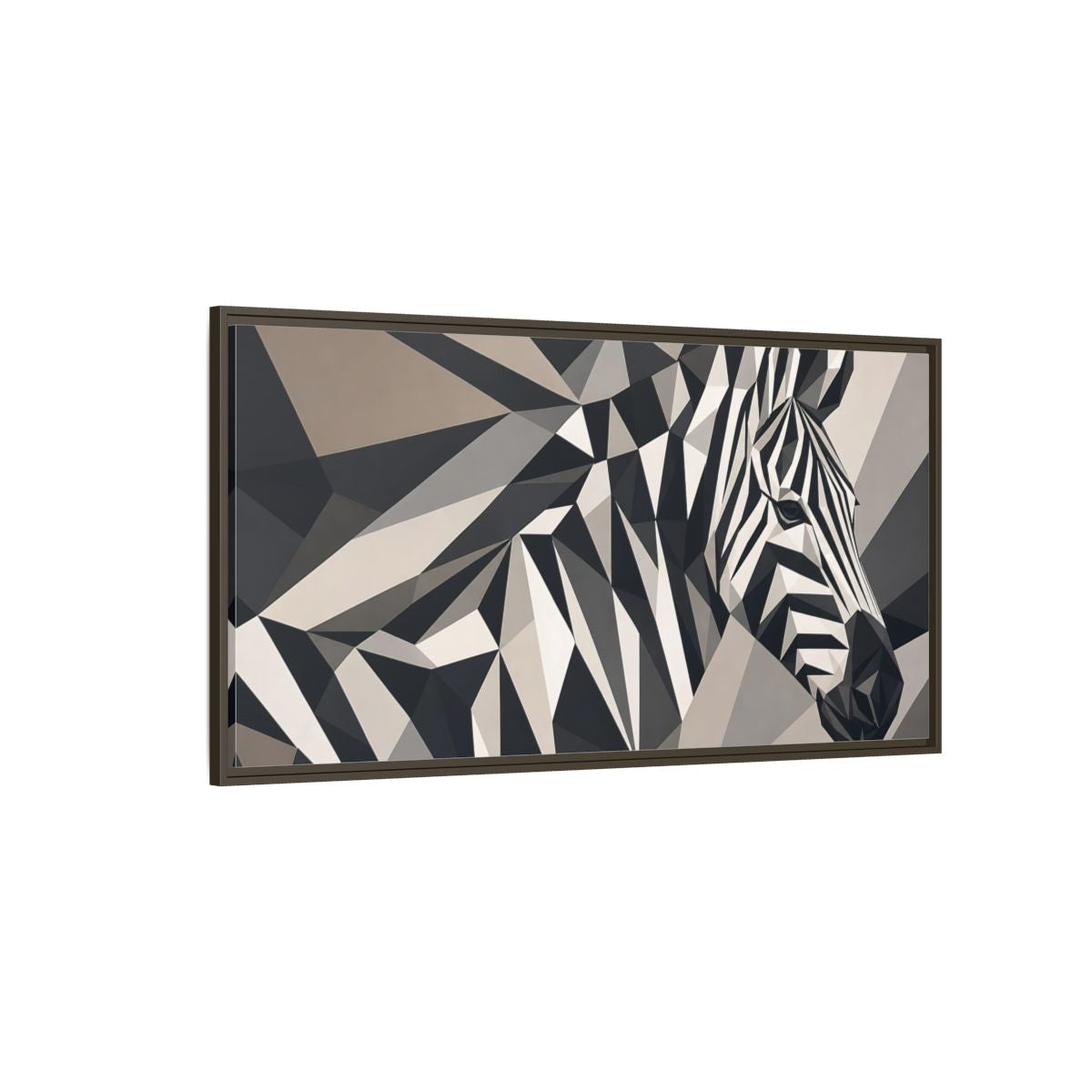 Side Mockup 4. Animals Zebra Monochrome Zebra shown as stretched canvas wall art
