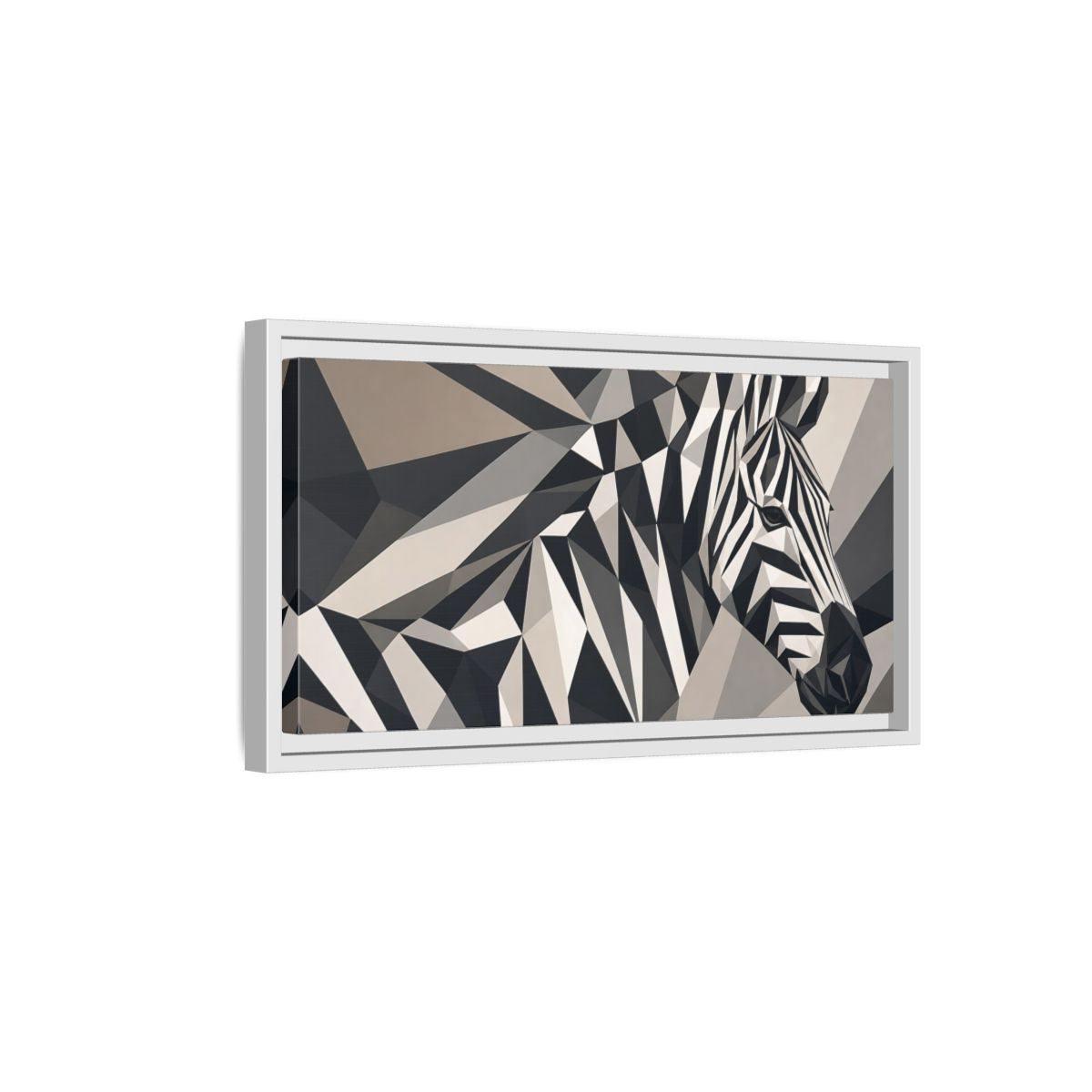 Side Mockup 6. Animals Zebra Monochrome Zebra shown as stretched canvas wall art