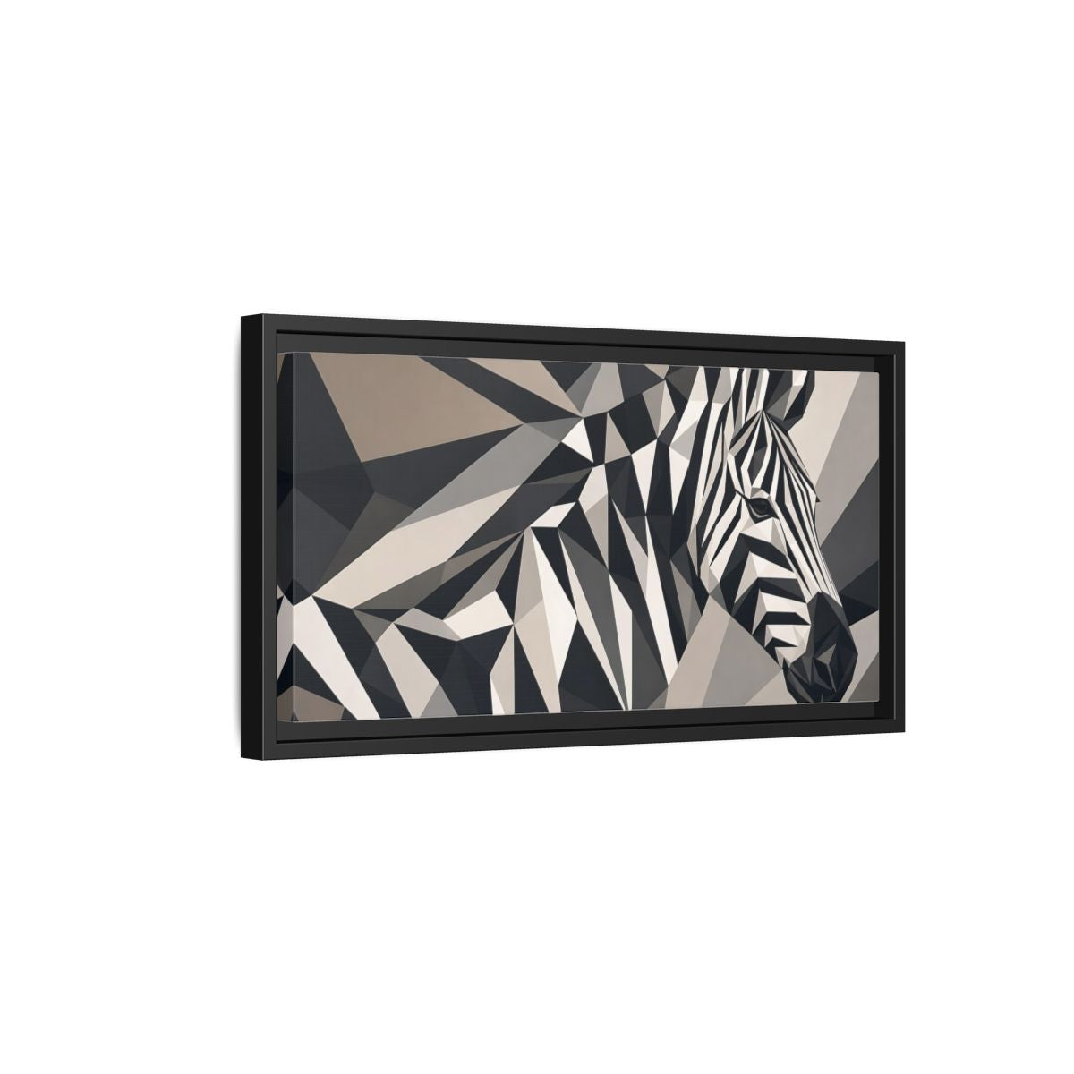 Side Mockup 8. Animals Zebra Monochrome Zebra shown as stretched canvas wall art
