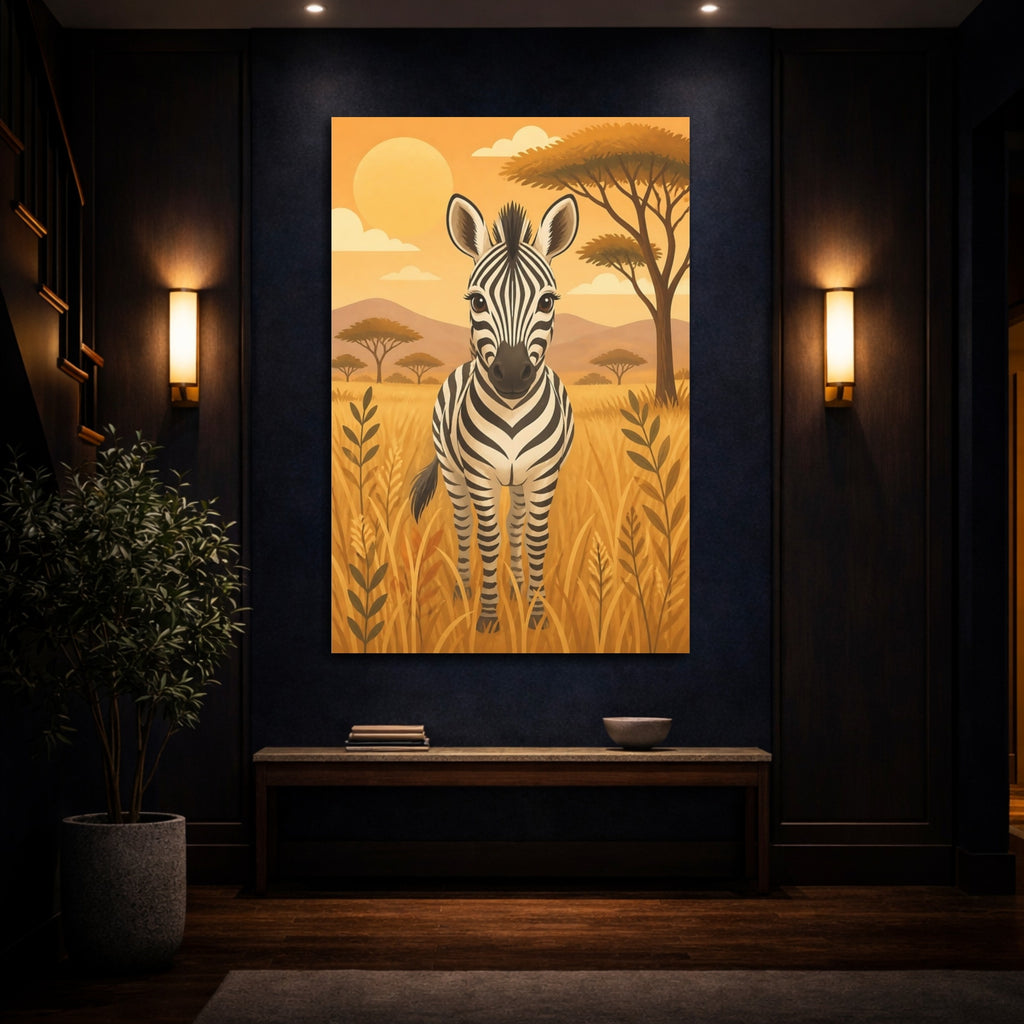 Mockup 4. Animals Zebra Orange And Black shown as stretched canvas wall art