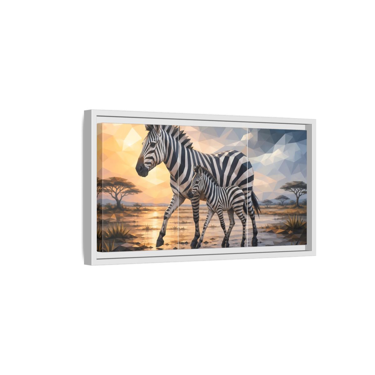 Side Mockup 6. Animals Zebras Geometric Zebra shown as stretched canvas wall art
