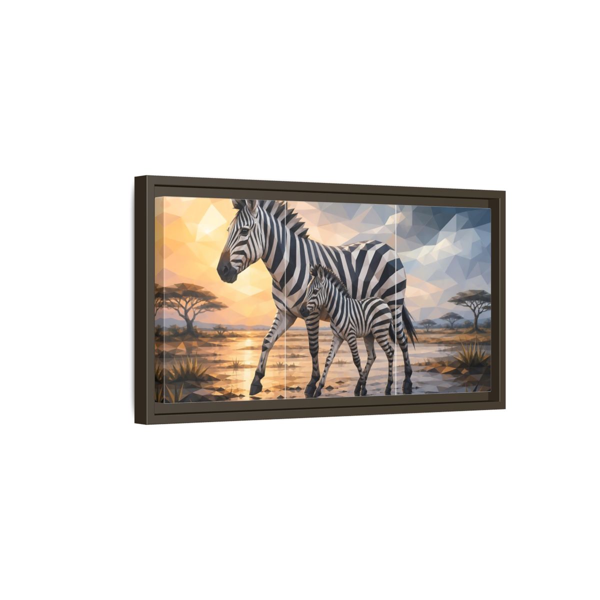 Side Mockup 7. Animals Zebras Geometric Zebra shown as stretched canvas wall art