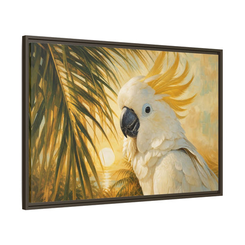 Main Mockup. Birds Cockatoo Tropical Cockatoo shown as stretched canvas wall art