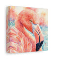 Side Mockup 2. Birds Flamingo Pink Flamingo shown as stretched canvas wall art