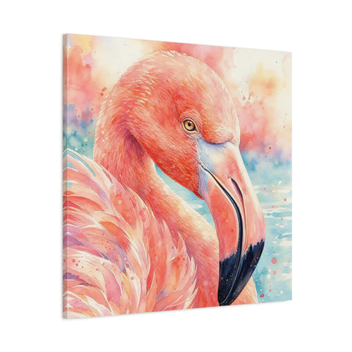 Main Mockup. Birds Flamingo Pink Flamingo shown as stretched canvas wall art