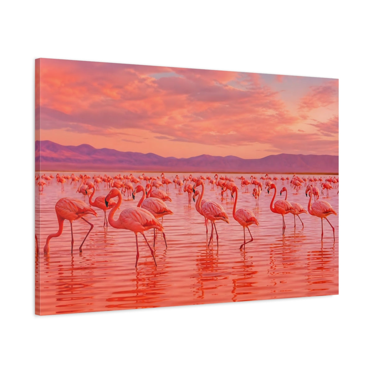 Main Mockup. Birds Flamingos Pink Flamingos shown as canvas print