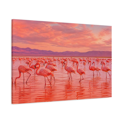 Main Mockup. Birds Flamingos Pink Flamingos shown as canvas print