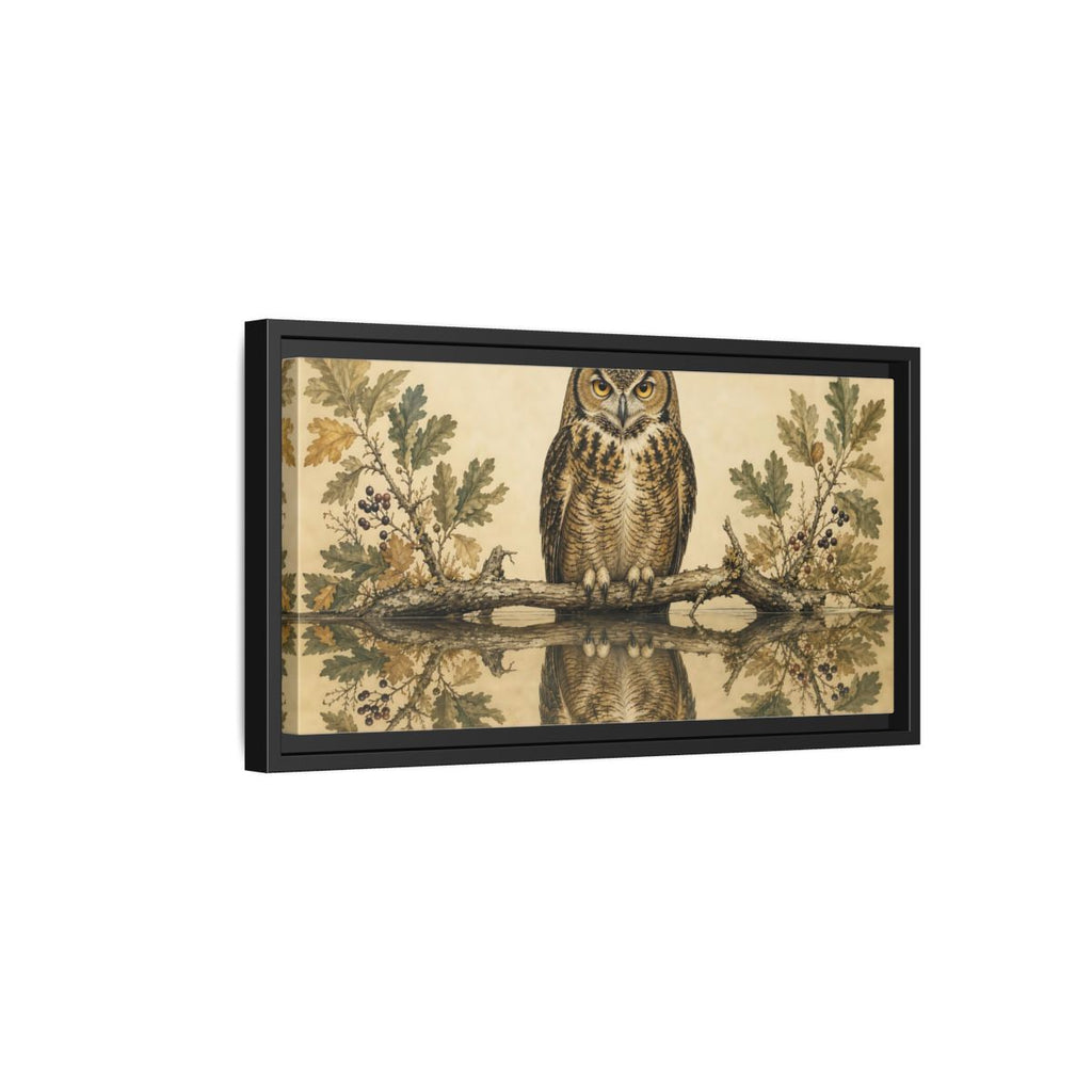 Side Mockup 8. Birds Owl Brown Owl shown as stretched canvas wall art