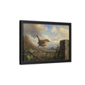 Side Mockup 6. Birds Wren Brown Wren shown as stretched canvas wall art