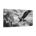 Side Mockup 3. Fairytale Eagle Monochrome Mountain Eagle shown as stretched canvas wall art