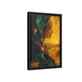 Side Mockup 6. Fairytale Female Profile Gold Teal Woman shown as stretched canvas wall art