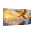 Side Mockup 3. Fairytale Griffin Golden Griffin shown as stretched canvas wall art
