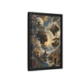 Side Mockup 6. Fairytale Mystical Woman Blue And Gold Fantasy shown as stretched canvas wall art