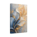 Side Mockup 4. Floral Abstract Flower Blue And Gold Floral shown as stretched canvas wall art