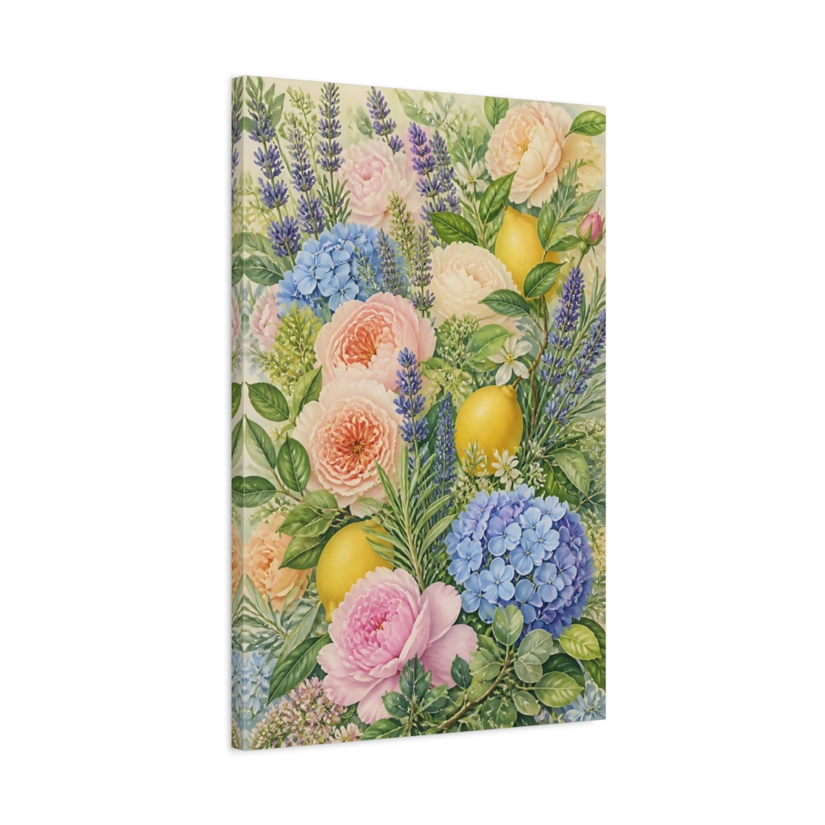 Side Mockup 2. Floral Floral Arrangement Pastel Floral shown as stretched canvas wall art