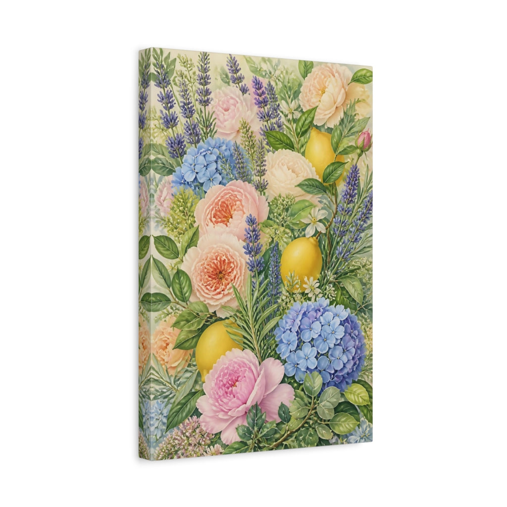 Side Mockup 4. Floral Floral Arrangement Pastel Floral shown as stretched canvas wall art