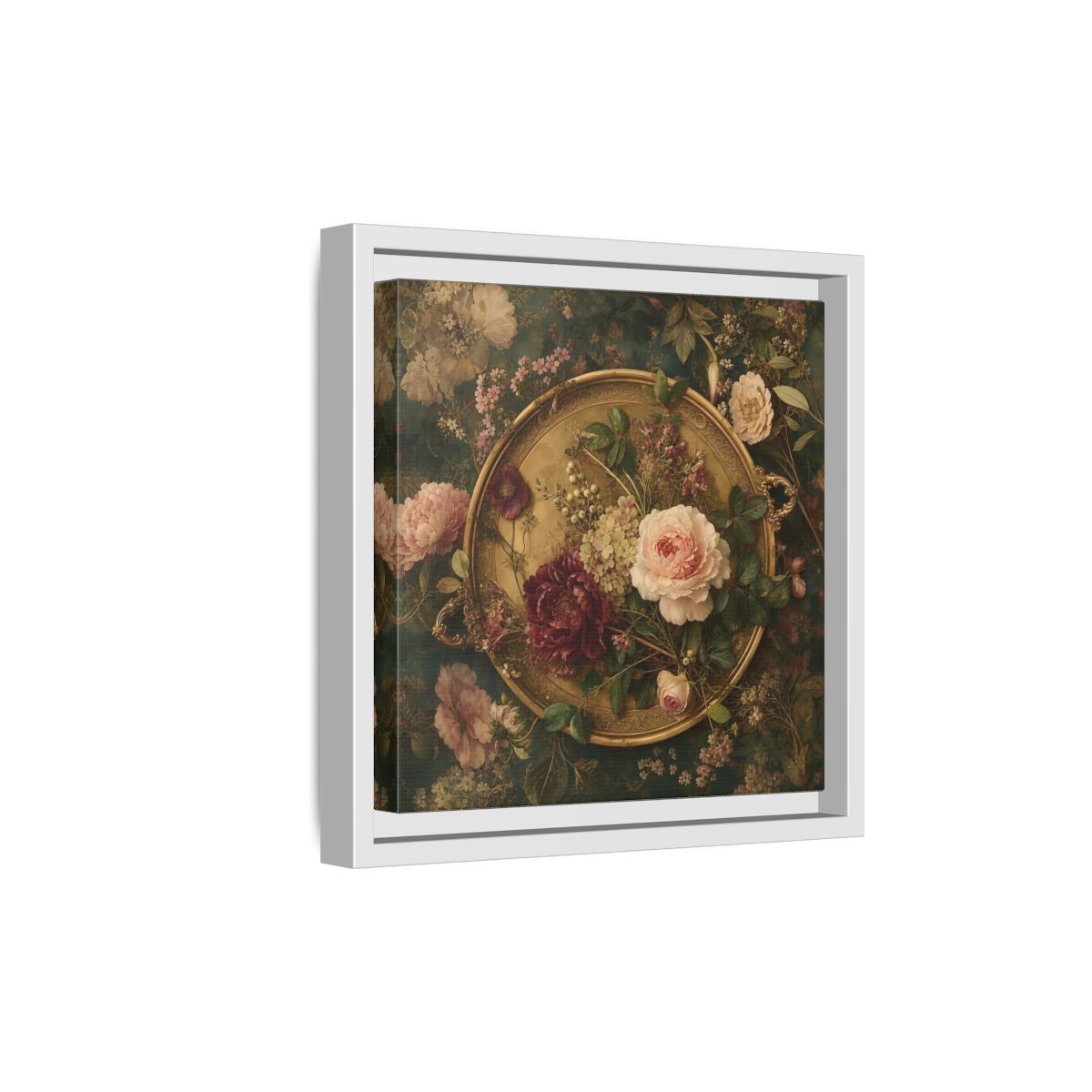 Side Mockup 19. Floral Floral Arrangement Vintage Floral shown as stretched canvas wall art