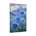 Side Mockup 4. Floral Blue Poppies Blue Poppies shown as stretched canvas wall art