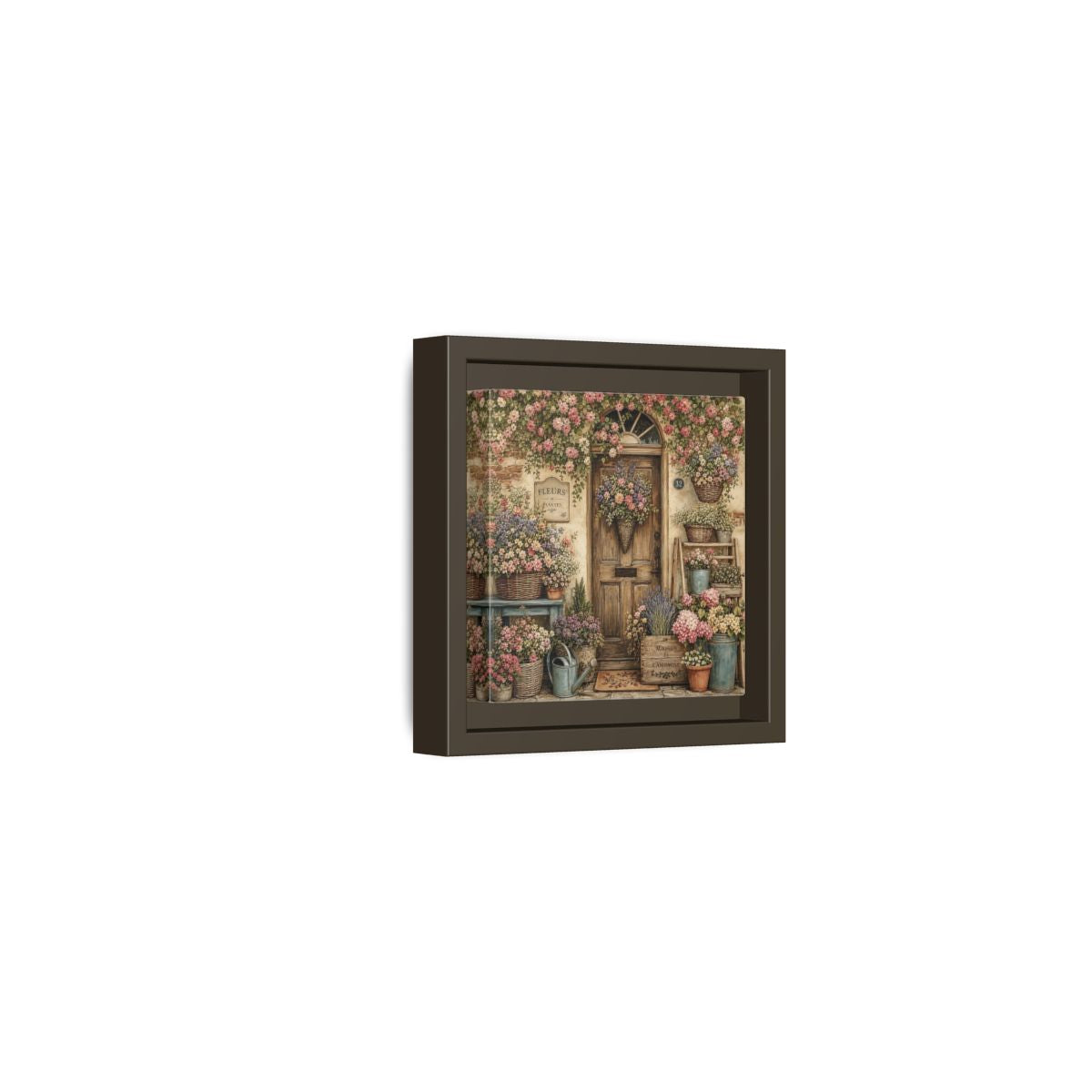 Side Mockup 23. Floral Floral Doorway Cottage Floral Door shown as stretched canvas wall art