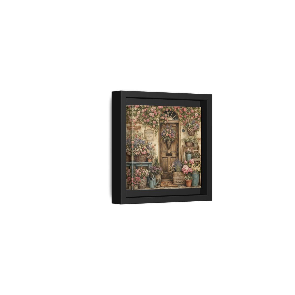 Side Mockup 24. Floral Floral Doorway Cottage Floral Door shown as stretched canvas wall art