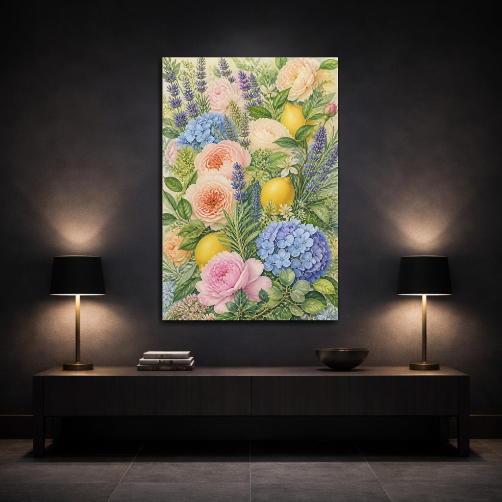 Mockup 3. Floral Floral Arrangement Pastel Floral shown as stretched canvas wall art