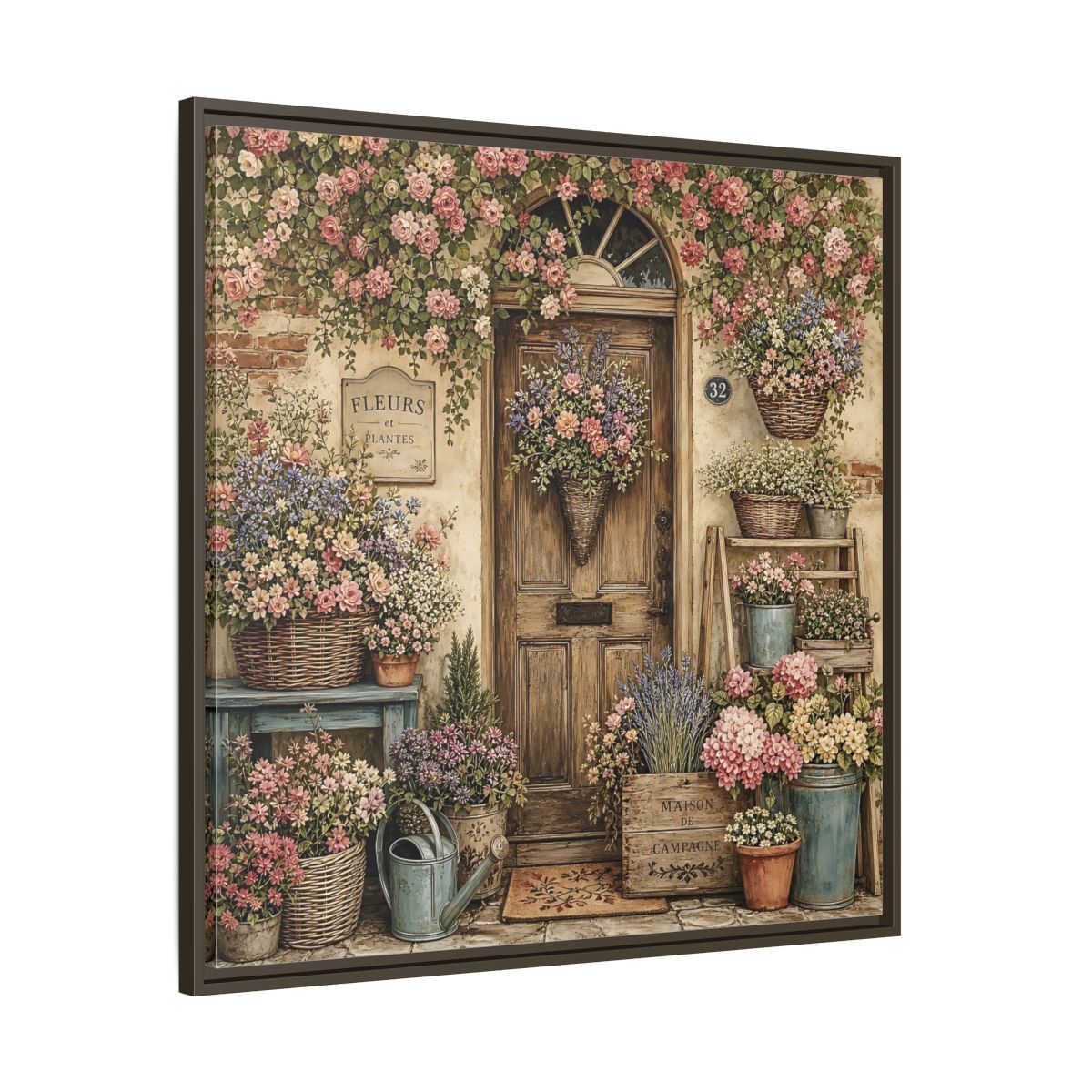 Main Mockup. Floral Floral Doorway Cottage Floral Door shown as stretched canvas wall art