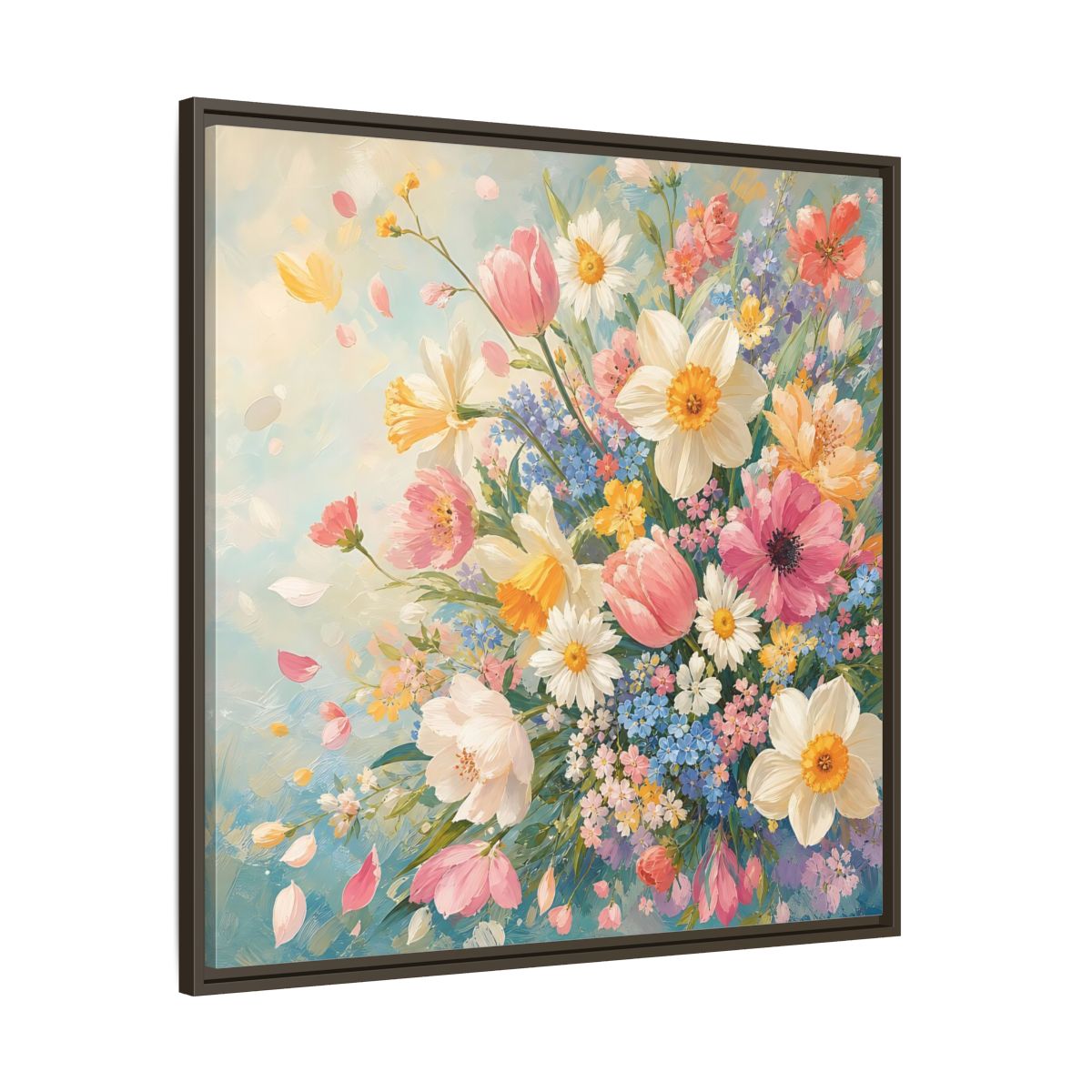 Main Mockup. Floral Flower Bouquet Pastel Floral shown as stretched canvas wall art