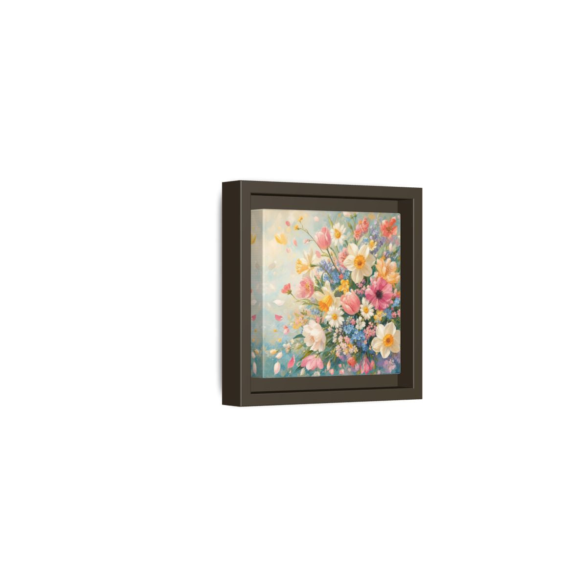 Side Mockup 23. Floral Flower Bouquet Pastel Floral shown as stretched canvas wall art