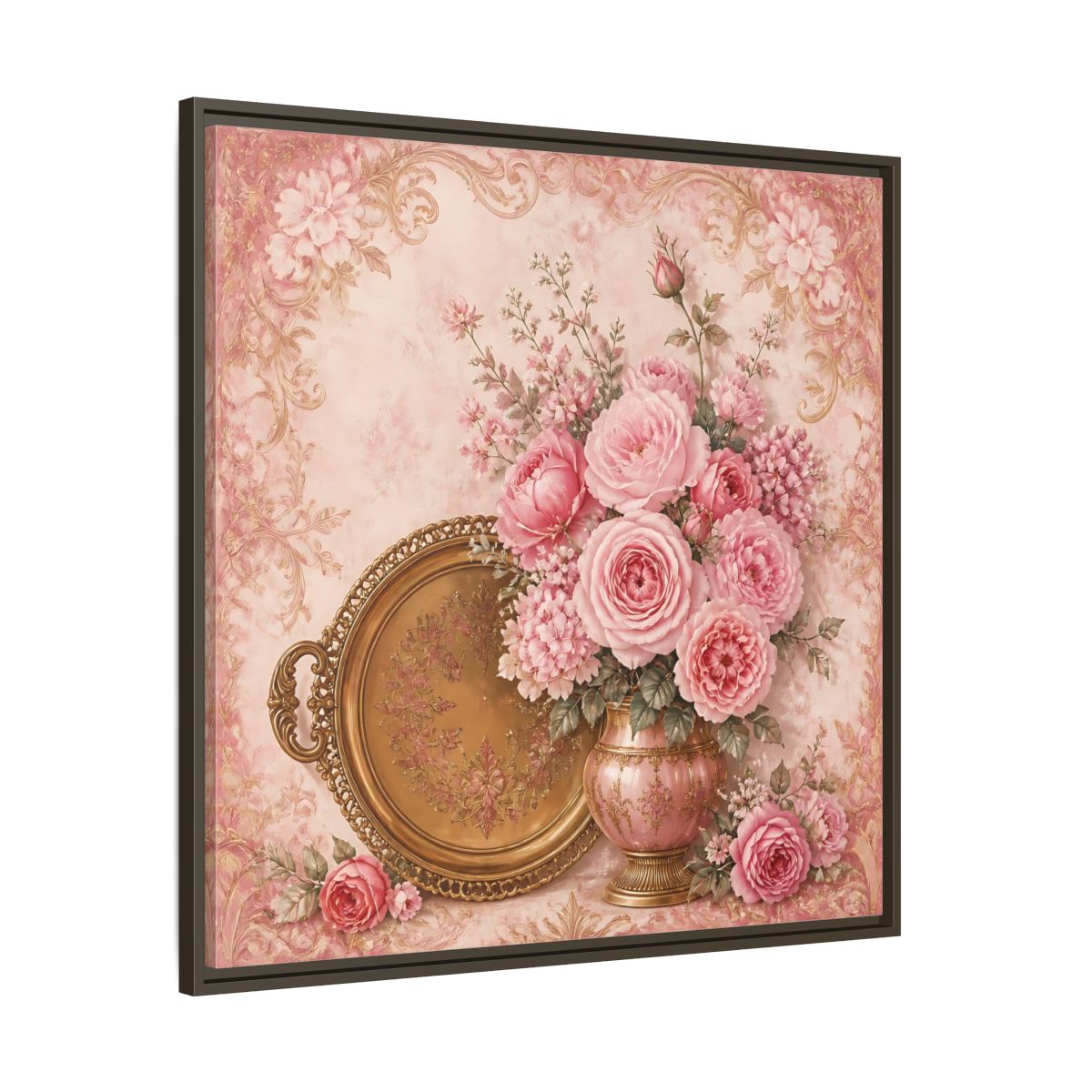 Main Mockup. Floral Flower Bouquet Pink Floral shown as stretched canvas wall art