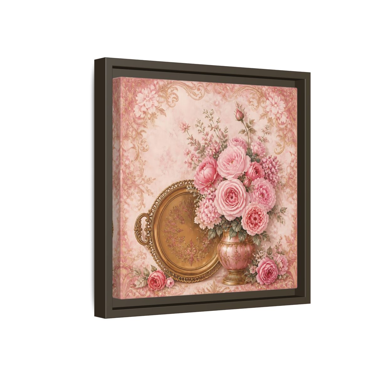 Side Mockup 17. Floral Flower Bouquet Pink Floral shown as stretched canvas wall art
