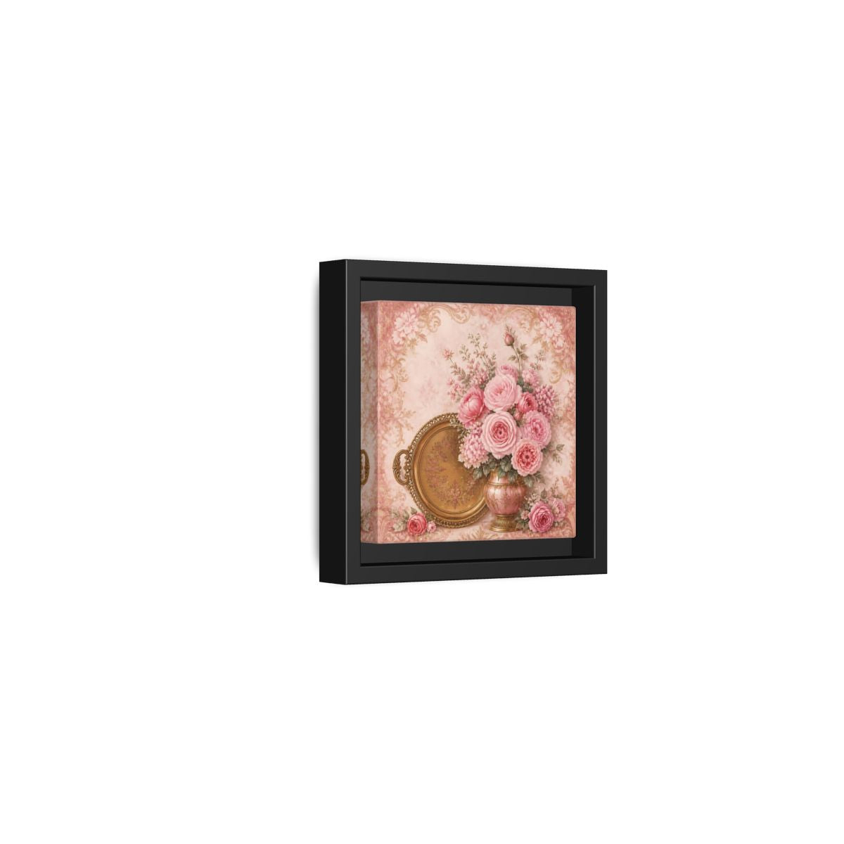 Side Mockup 24. Floral Flower Bouquet Pink Floral shown as stretched canvas wall art