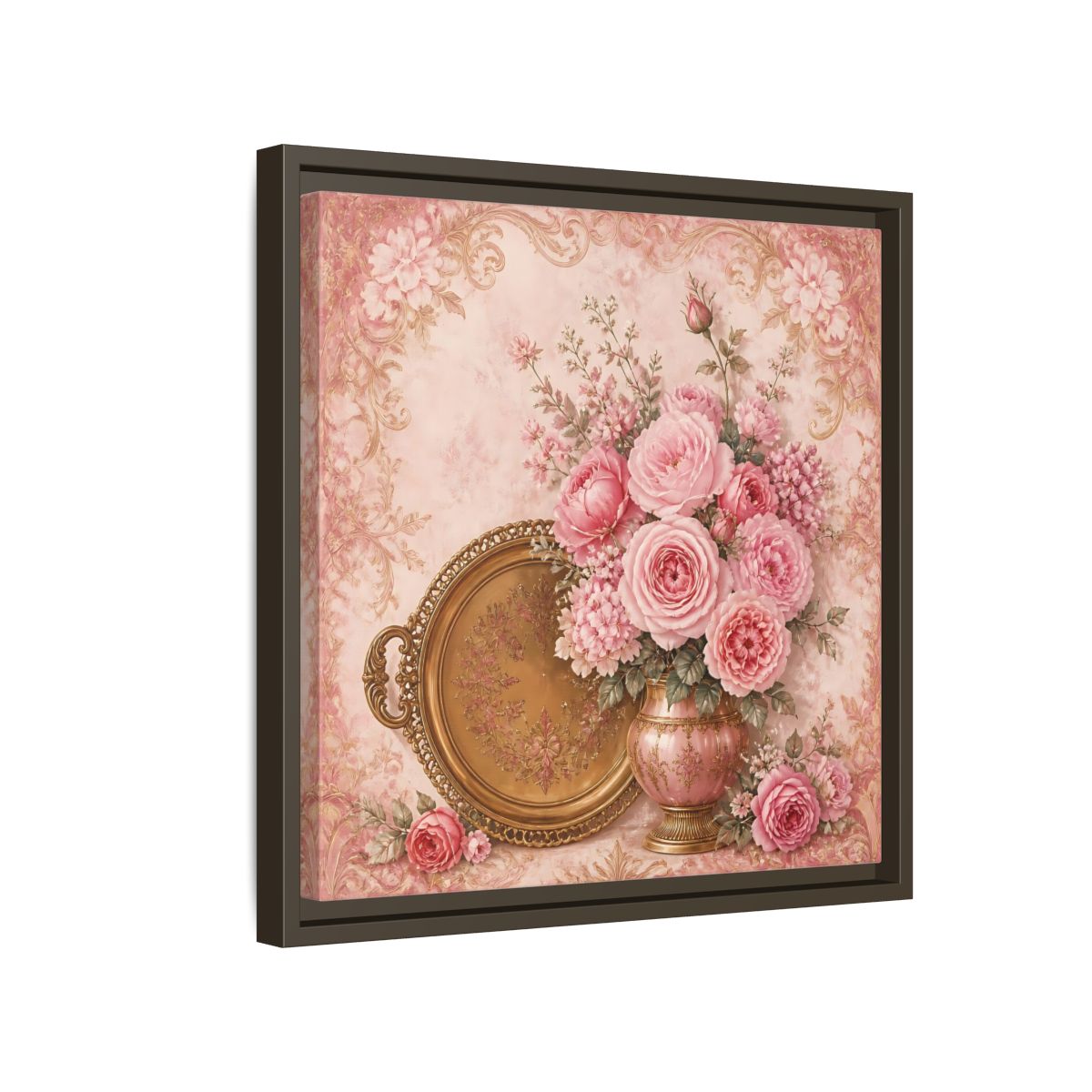 Side Mockup 14. Floral Flower Bouquet Pink Floral shown as stretched canvas wall art