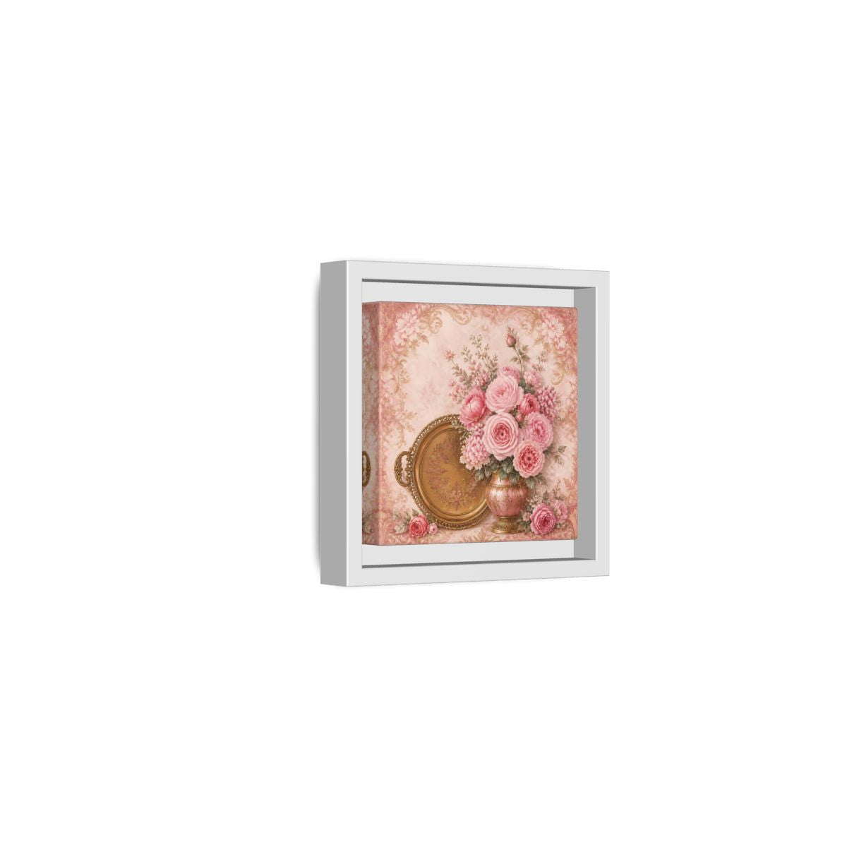 Side Mockup 22. Floral Flower Bouquet Pink Floral shown as stretched canvas wall art