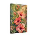 Side Mockup 4. Floral Hibiscus Flowers Pink Hibiscus shown as stretched canvas wall art