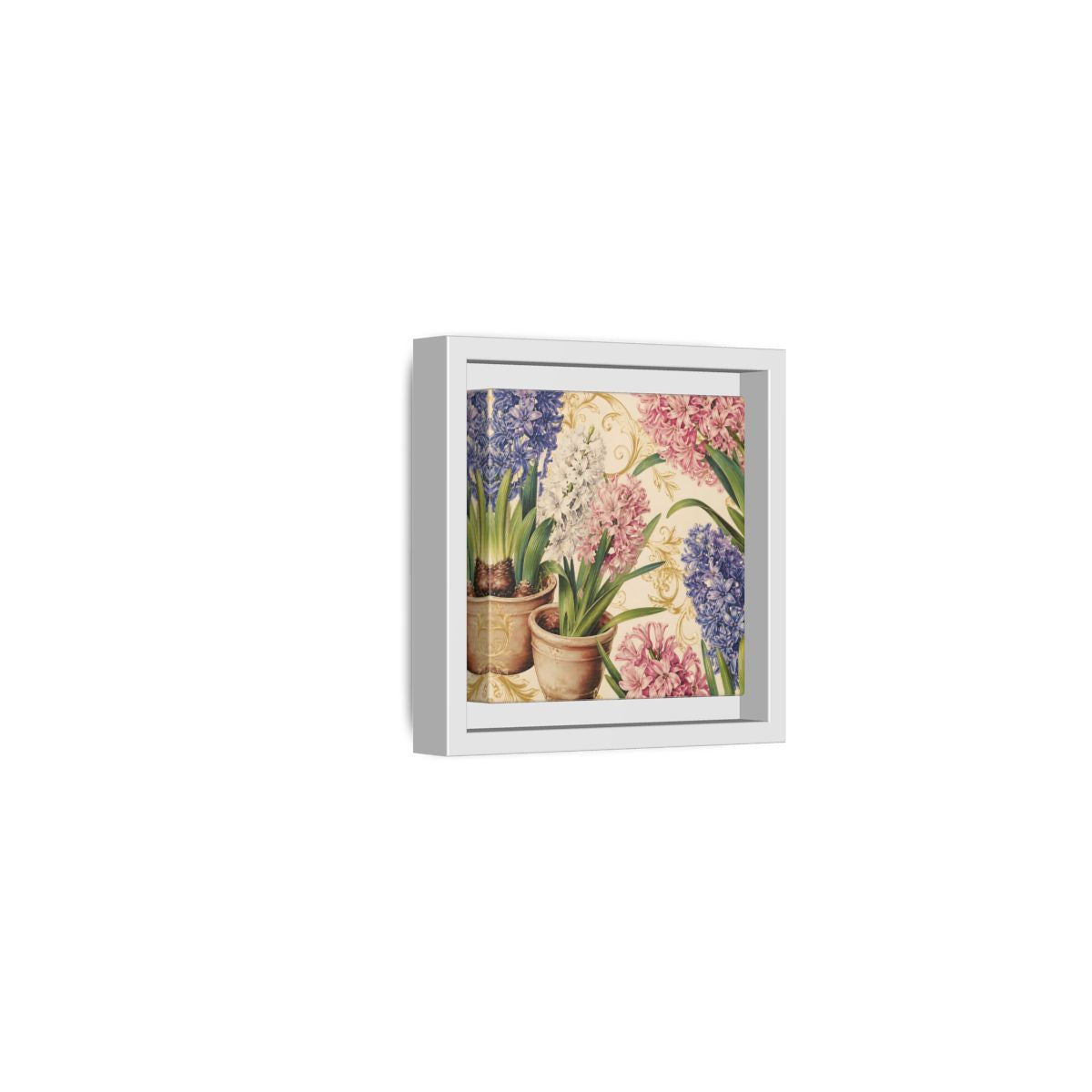 Side Mockup 22. Floral Hyacinth Flowers Hyacinth Floral shown as stretched canvas wall art