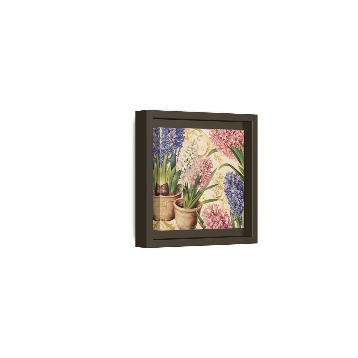 Side Mockup 23. Floral Hyacinth Flowers Hyacinth Floral shown as stretched canvas wall art