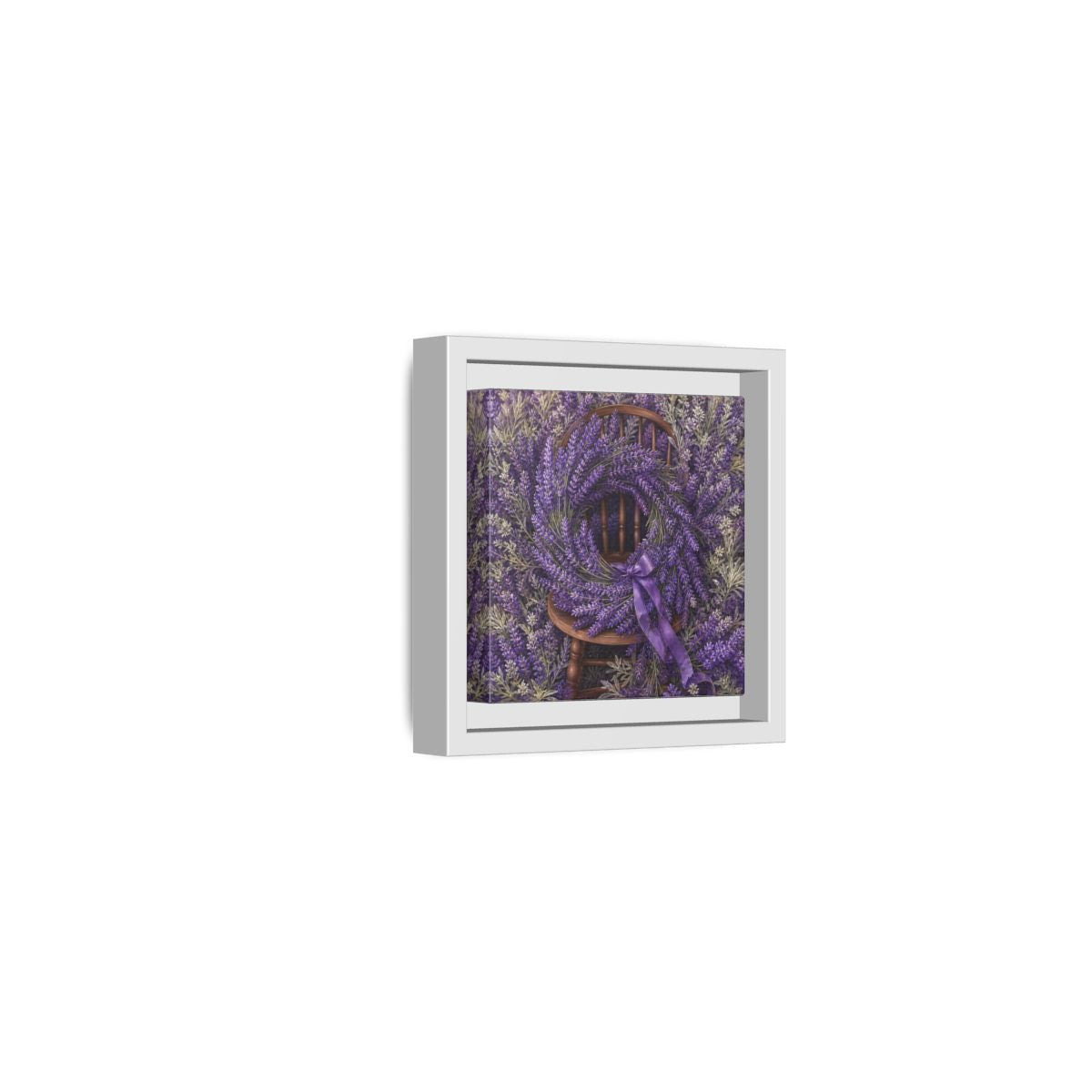 Side Mockup 22. Floral Lavender Wreath Purple Lavender shown as stretched canvas wall art