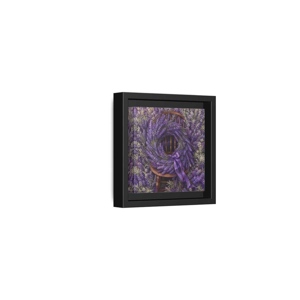 Side Mockup 24. Floral Lavender Wreath Purple Lavender shown as stretched canvas wall art