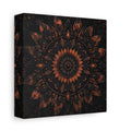Side Mockup 2. Floral Floral Mandala Black And Copper shown as stretched canvas wall art