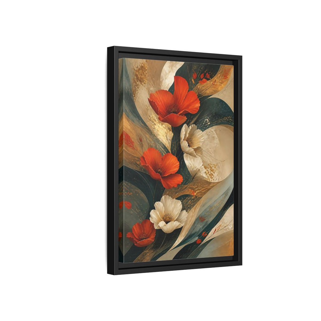 Side Mockup 6. Floral Poppies Red Floral Abstract shown as stretched canvas wall art