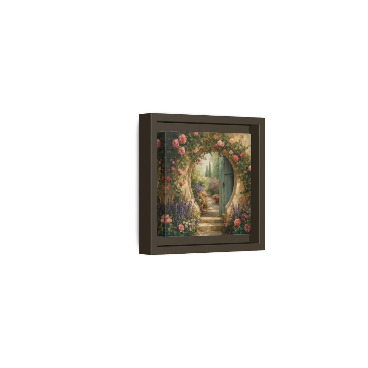 Side Mockup 23. Floral Rose Archway Romantic Garden shown as stretched canvas wall art