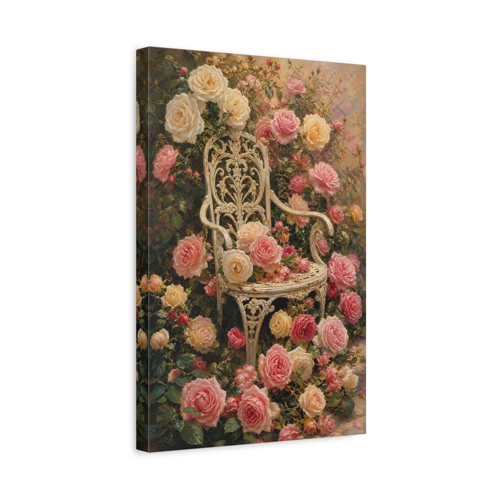 Side Mockup 4. Floral Roses Pink Yellow Roses shown as stretched canvas wall art