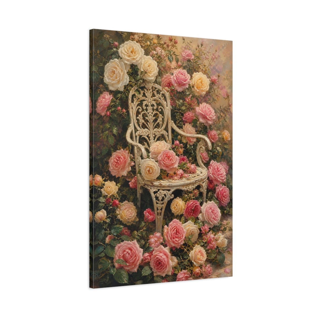 Main Mockup. Floral Roses Pink Yellow Roses shown as stretched canvas wall art