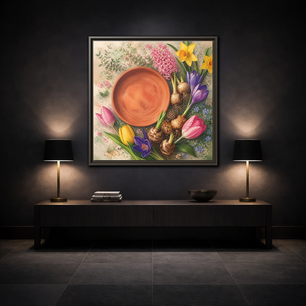 Mockup 3. Floral Spring Flowers Colorful Flowers shown as stretched canvas wall art